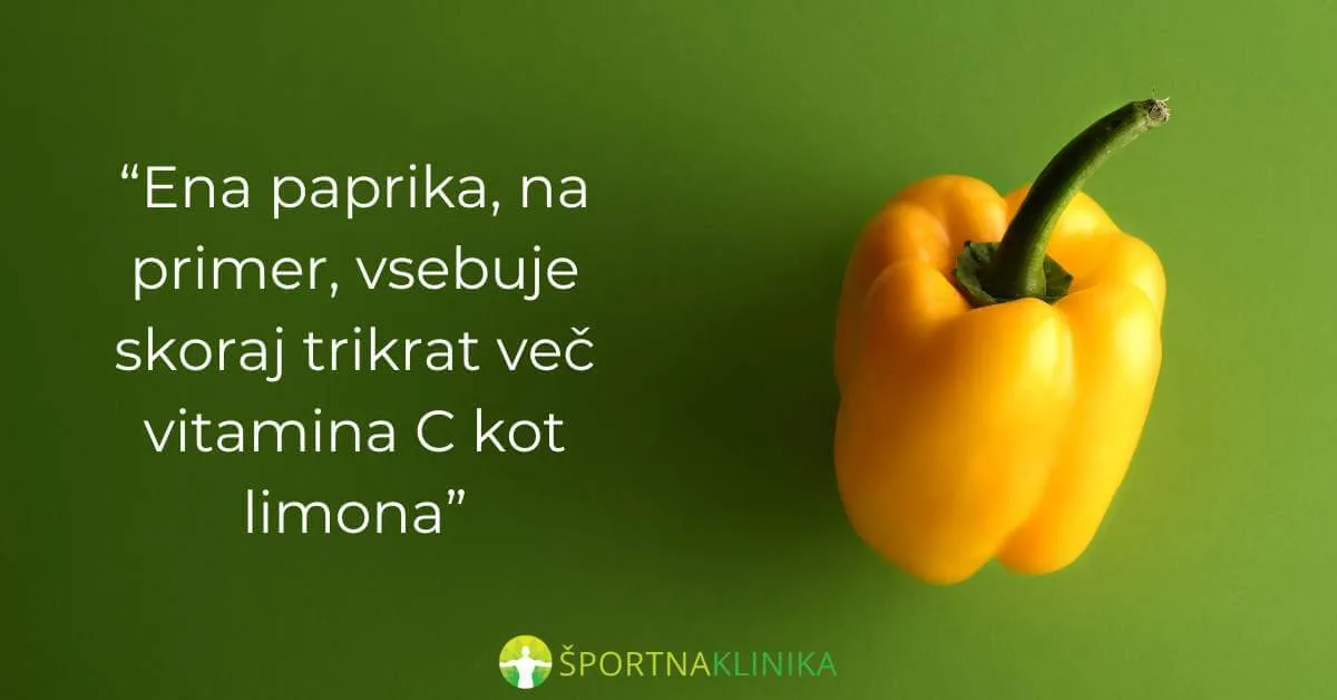 Infografika - paprika vsebuje več vitamina C kot limona